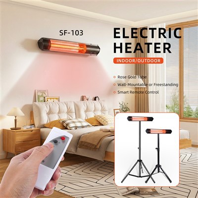 Ferngesteuerter, an der Wand montierter elektrischer Terrassenheizer